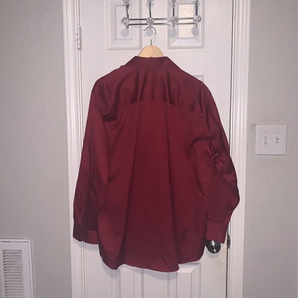 Kenneth Cole Red Button Up Long Sleeve 100's Two Ply Non Iron Shirt Size 16.5 - Picture 5 of 9